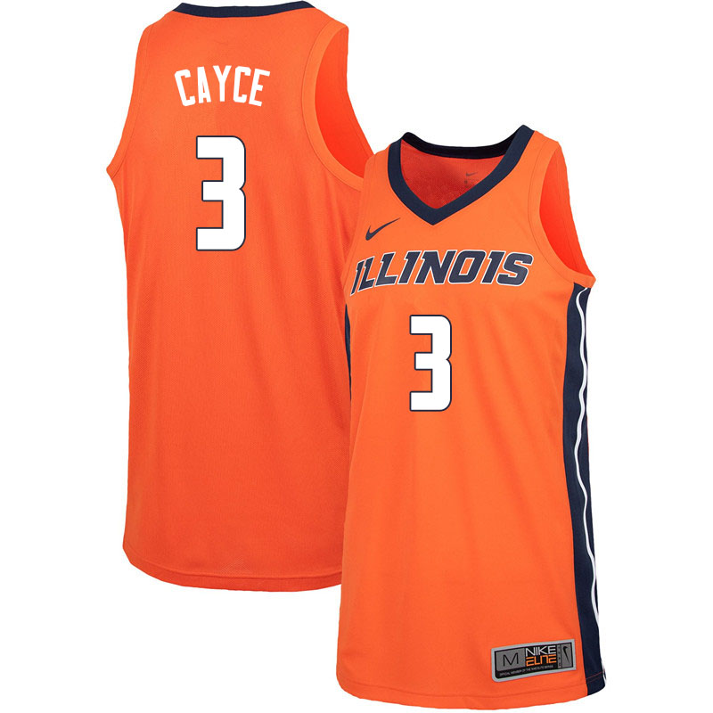 Men #3 Drew Cayce Illinois Fighting Illini College Basketball Jerseys Sale-Orange